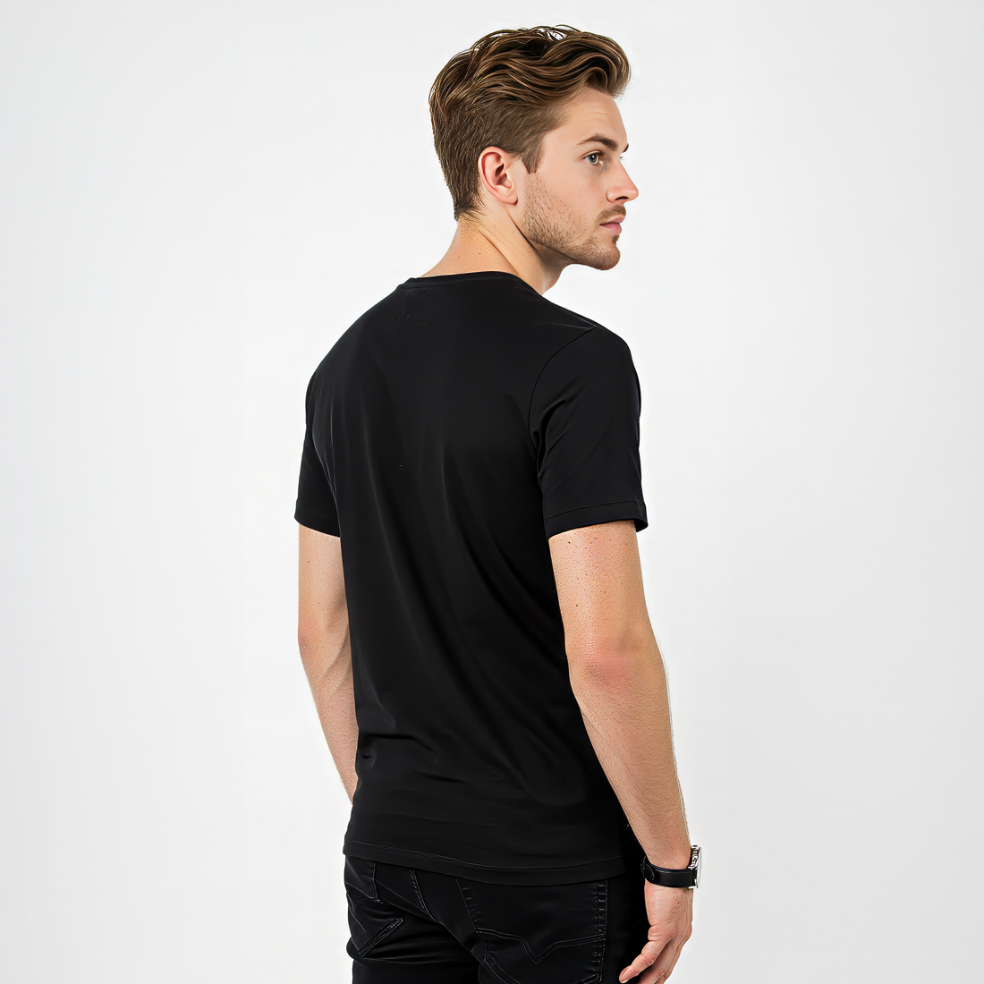 Camiseta Masculina Preta  "Desculpa, errei" – Karl Marx